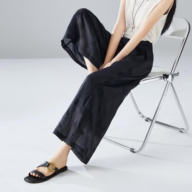 SOFSIL Women s Relaxed Fit Ramie Cropped Wide-Leg Pants 28/L
