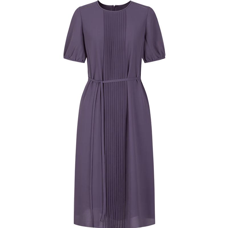 Annakou Women's Elegant Pleated Chiffon Commuter Dress