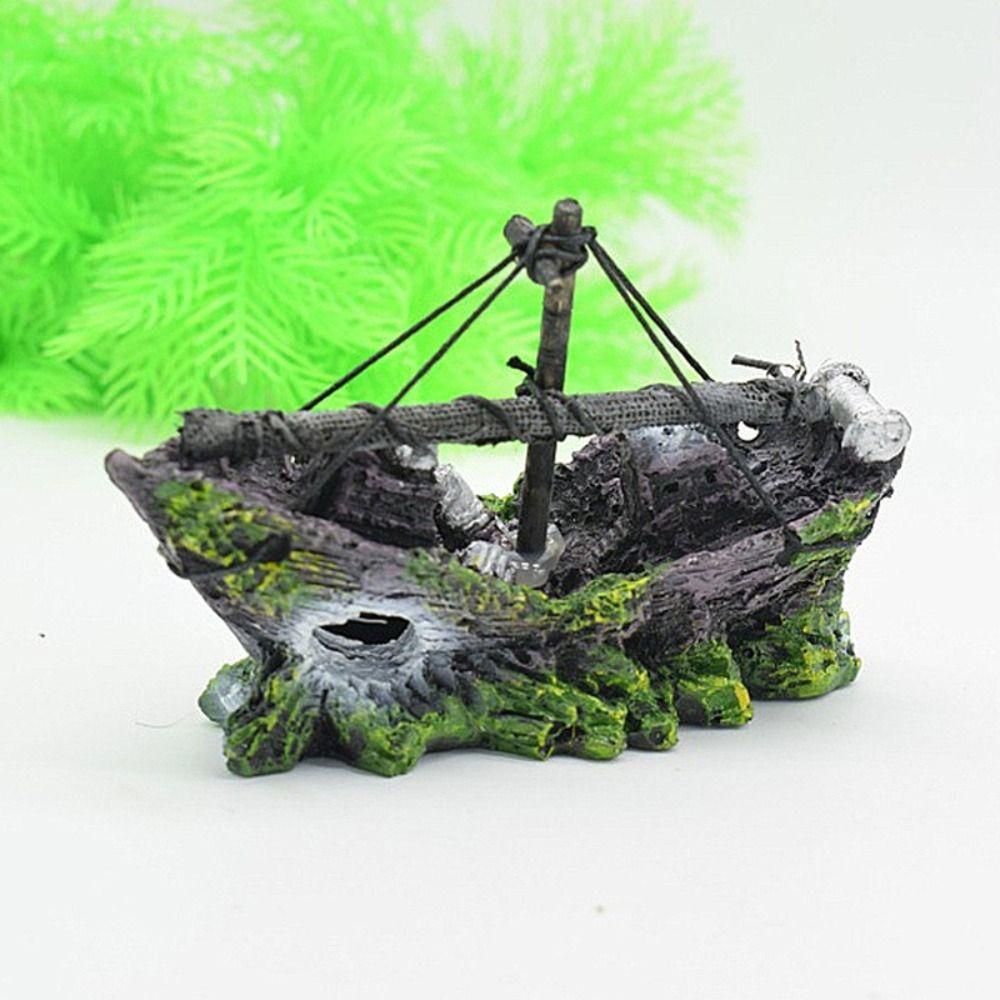 Resin Aquarium Landscape Decoration DIY Wreck Ship Ornament Background Decor