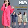 Women's Long-Length Cute Raincoat - Lightweight, Waterproof, Breathable Poncho for Hiking and Japanese Fashion Style.