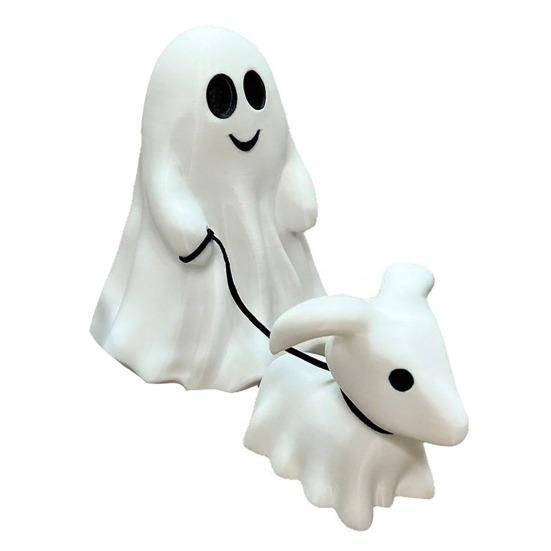 Halloween Ghost Walking Dog Statue Spooky for Halloween Home Tabletop Ghost Dog Figurine Garden Decor