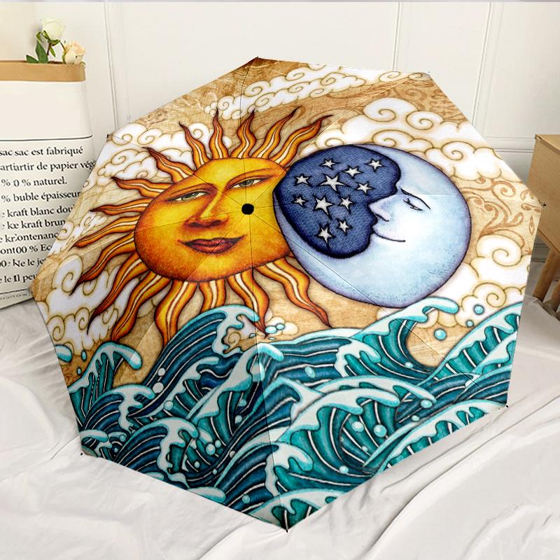 Sun And Moon Harmony 8-Frame for Travel, Camping, Casual Lightweight Portable Umbrella, Essential for Every Family Holidays Birthday Gift