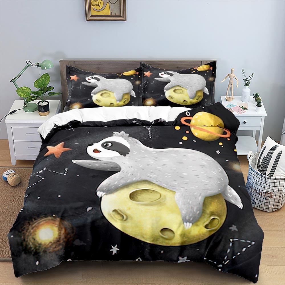 Cartoon Sloth Duvet Cover King Queen Funny Animal Bedding Set For Kids Wildlife Polyester Quilt Cover Children Birthday Gifts