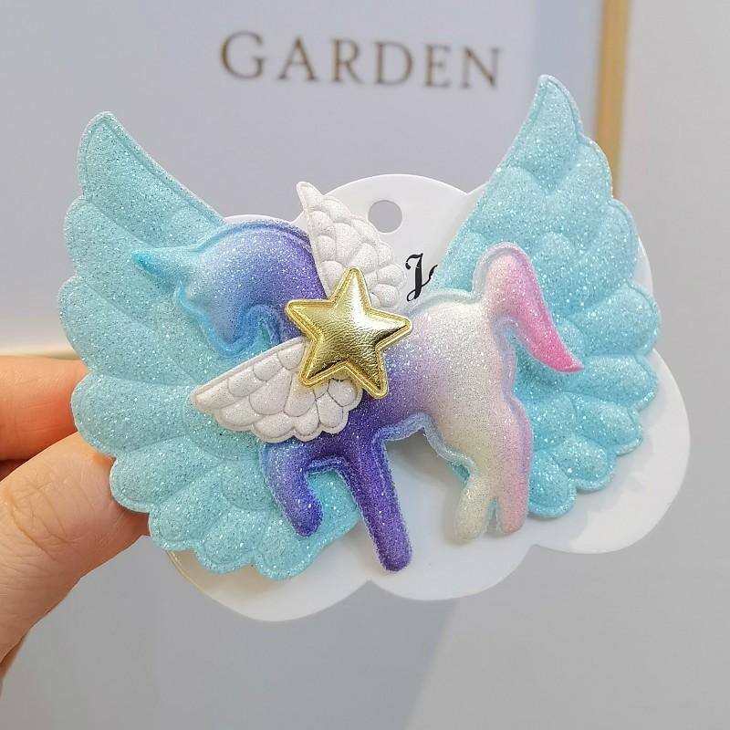 Clip para el pelo de unicornio con alas de ángel Accesorios para el pelo para niños Clip para el pelo de unicornio Clip lateral Clip para la parte posterior de la cabeza