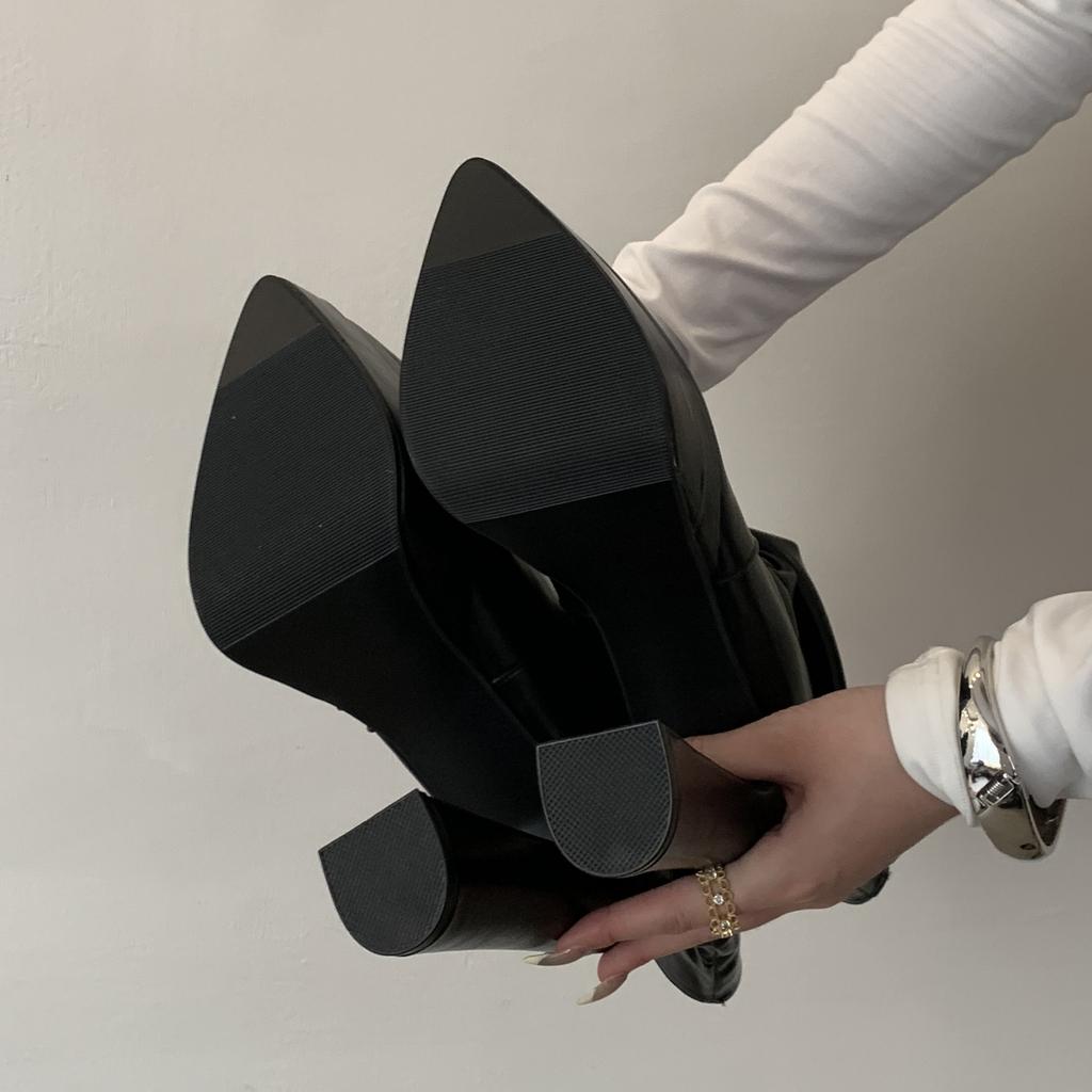 Eilyken Solid Platform Woman Ankle Boots Pointed Toe Square High Heels Shoes Punk Style Modern Bottes Femmes