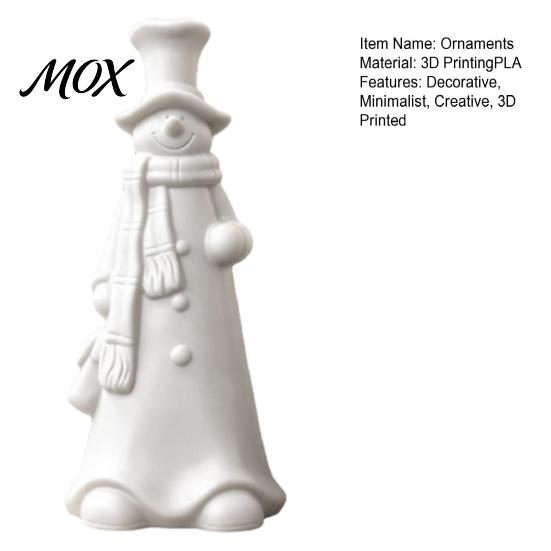 DIY White Ornament for Painting 3D Printed Smiling Snowman Statue Christmas Decor, Minimalist Tall Decorative Winter Scenes Tabletop Figurine,