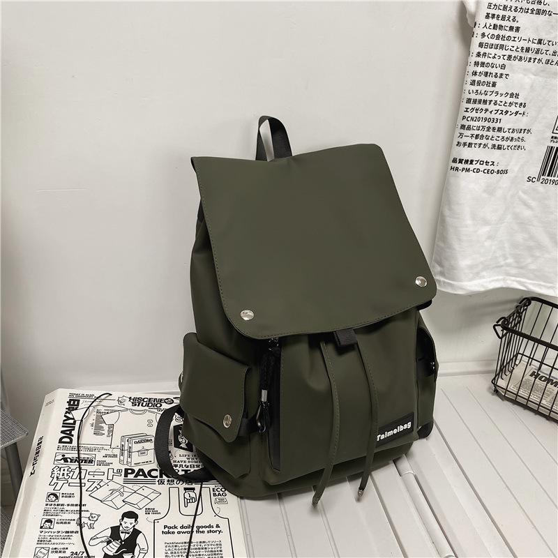 

High School and College Students Workwear Large-capacity Backpack Women s Casual Travel Backpack Gray Frog Pendant зелений
