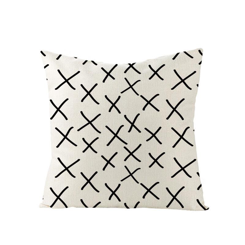 Black and White Nordic Simple Geometric Linen Pillowcase Modern Style Pillowcase Car Cushion Home