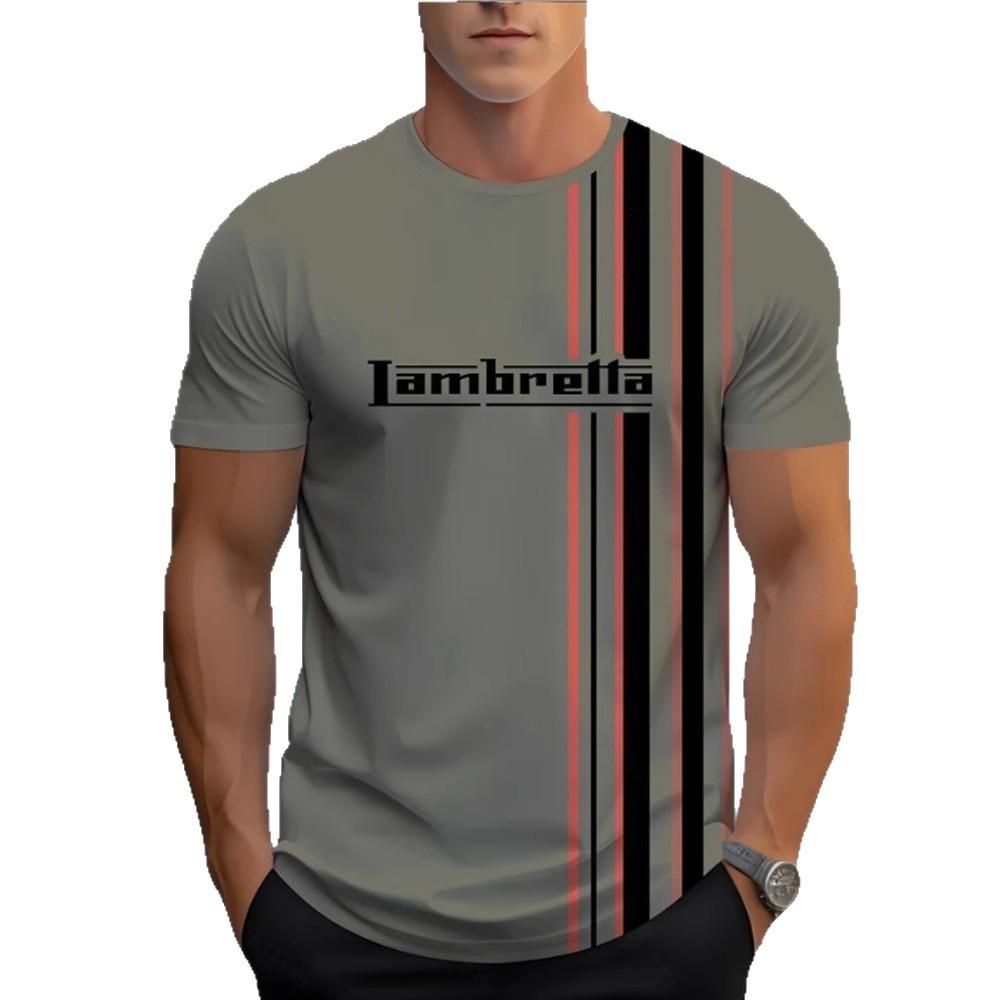 Letní Pánská Trička s Krátkým Rukávem Módní Ležérní s 3D Potiskem v Kontrastních Barvách s Kulatým Výstřihem