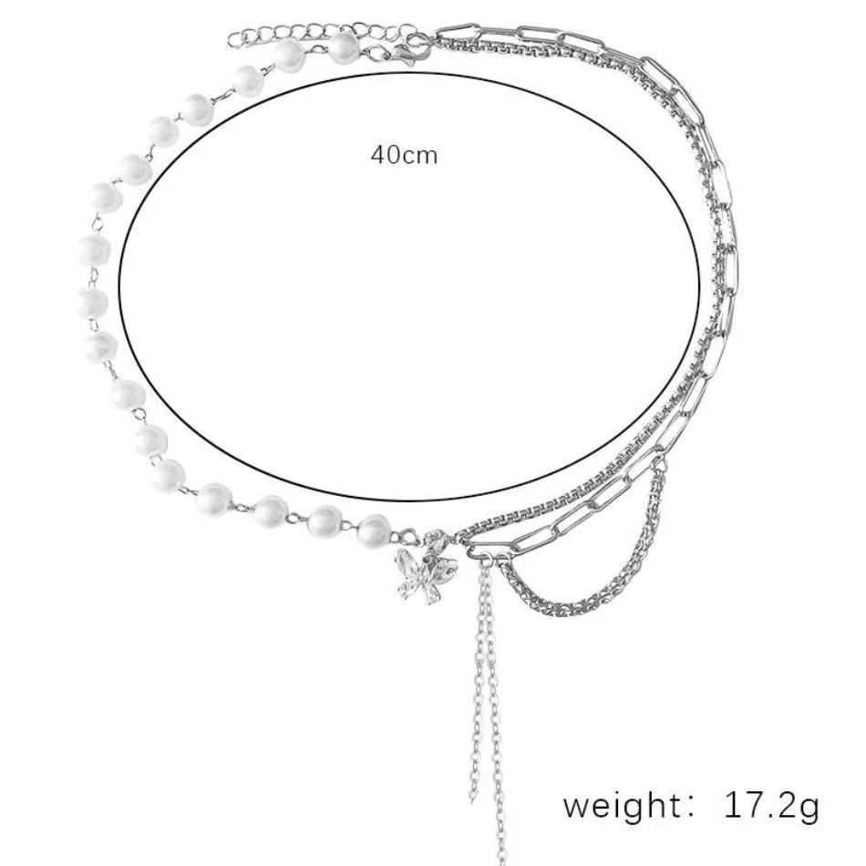 French Retro Hip-hop Collarbone Chain Women's Spicy Girl Pearl Necklace Ins Niche Design Light Luxury Accessories Pendant