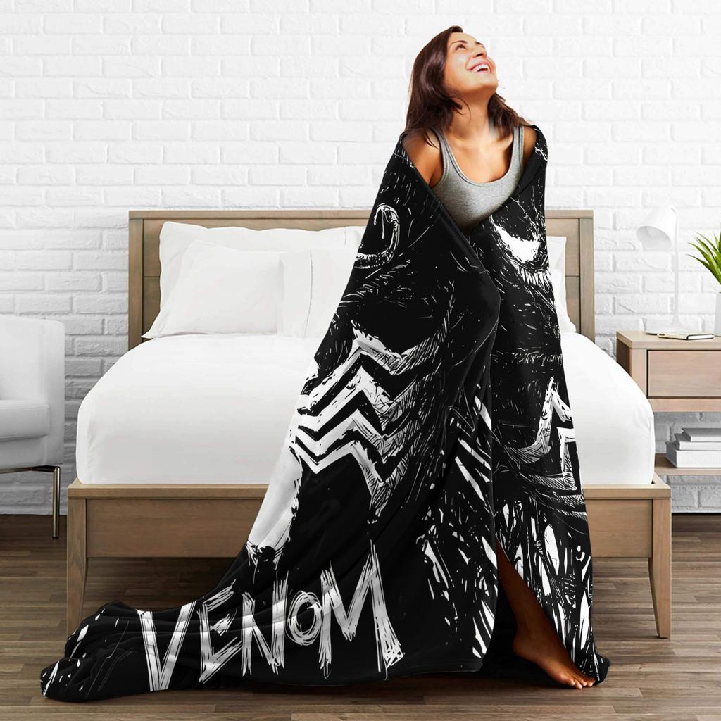 Venom cartoon Blanket Travel Office Flannel Throw Blanket For Couch Chair Sofa Bed Soft Design Quality Bedspread Gift