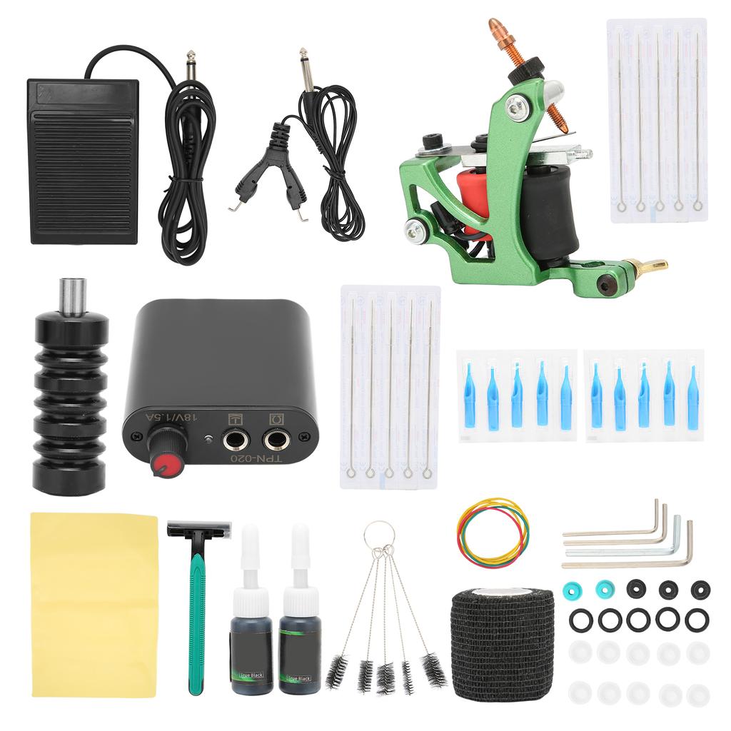 Professional 10 Wrap Coil Machine Kit Tattoo Power Supply for Tattoo Artists Beginners 90‑265VUS