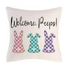 Easter Pillow Case  Bunnies With Eggs Canvas Pillow Cover, Spring Season's Linen Sofa Bed Throw Cushion Cover Decoration