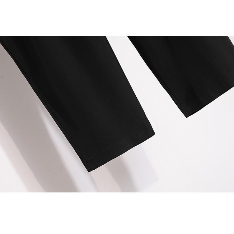 DIMANAF Summer 2025 Plus Size Women Loose High Waist Basic Elastic Pants Casual Trousers Long Wide Leg Pants