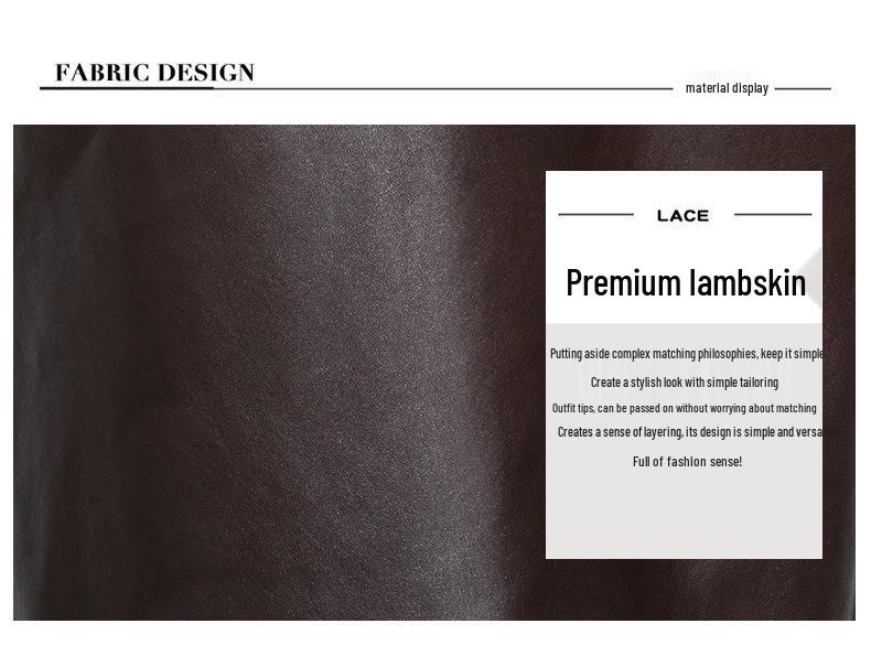 Women's Korean Style Lambskin Midi Skirt with Back Slit - Genuine Leather, Versatile, Hip-Hugging, One-Piece Long Skirt for Spring and Autumn.