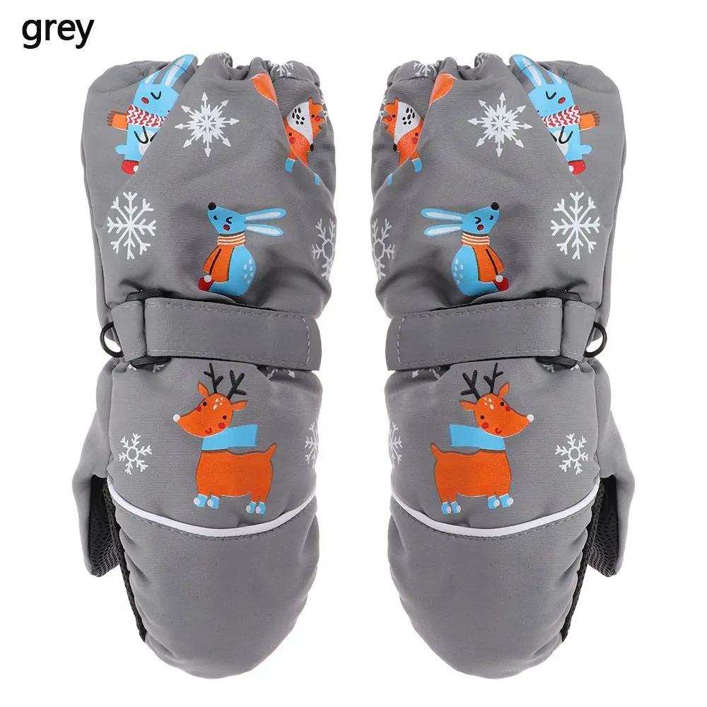 Fashion Winter Print Cartoon Non-slip Waterproof Children Ski Gloves Thick Warm Windproof Long-sleeved Mittens