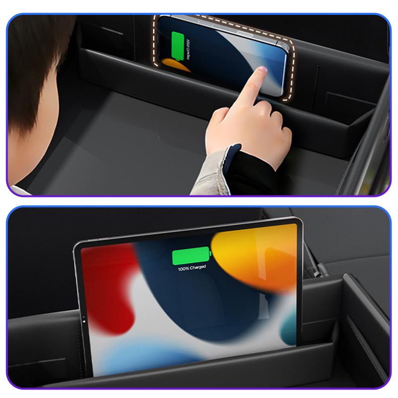 Kids Travel Tray PU Leather Activity Table | Carseat Lap Desk Organizer With Tablet Holder Stand, Snack Cup Child Laptop Bed