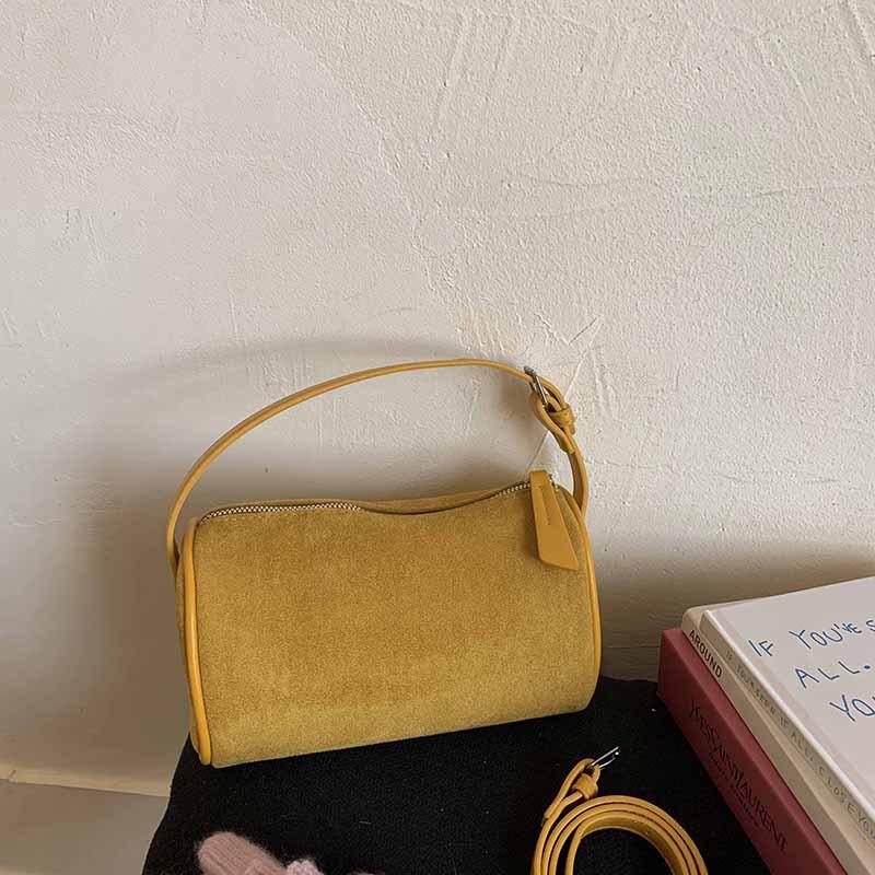 

Retro Suede Nubuck Leather Shoulder Bag Light Luxury Simple Fashi Women Handbag Autumn Winter Advanced Versatile Crossbody Bag жовтий