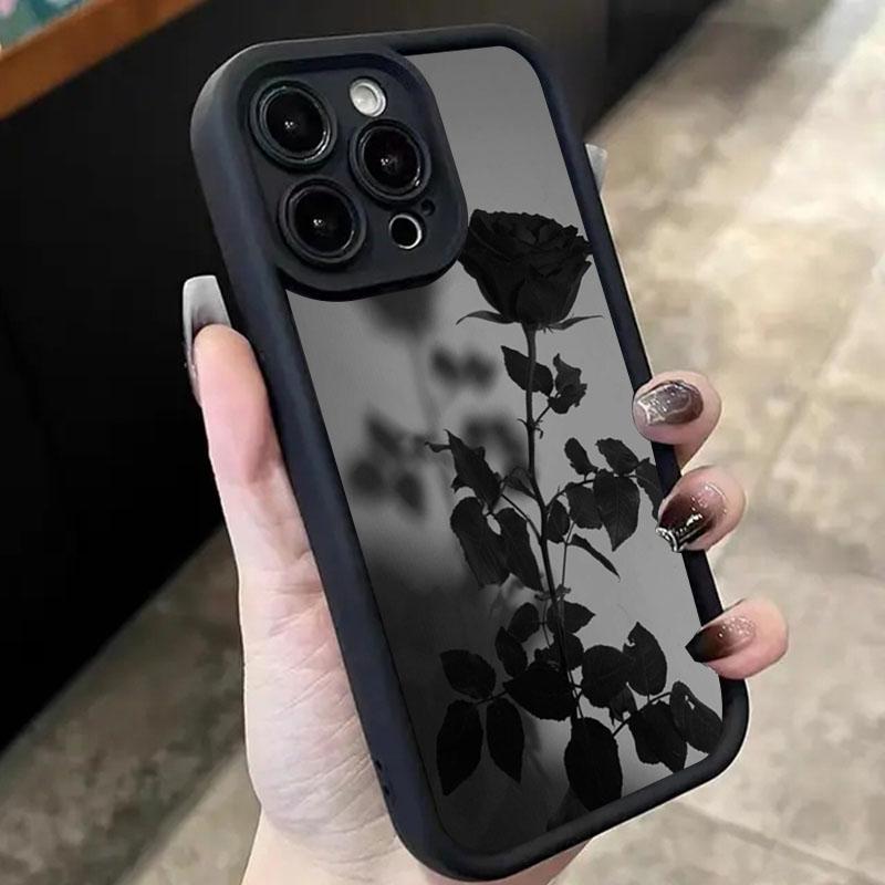 Flower Minimalist Dark Theme Rose Phone Case For Xiaomi 14T 13T 12T Pro 11 Lite 5G 14 13 12 Shockproof Matte Soft Silicone Cover
