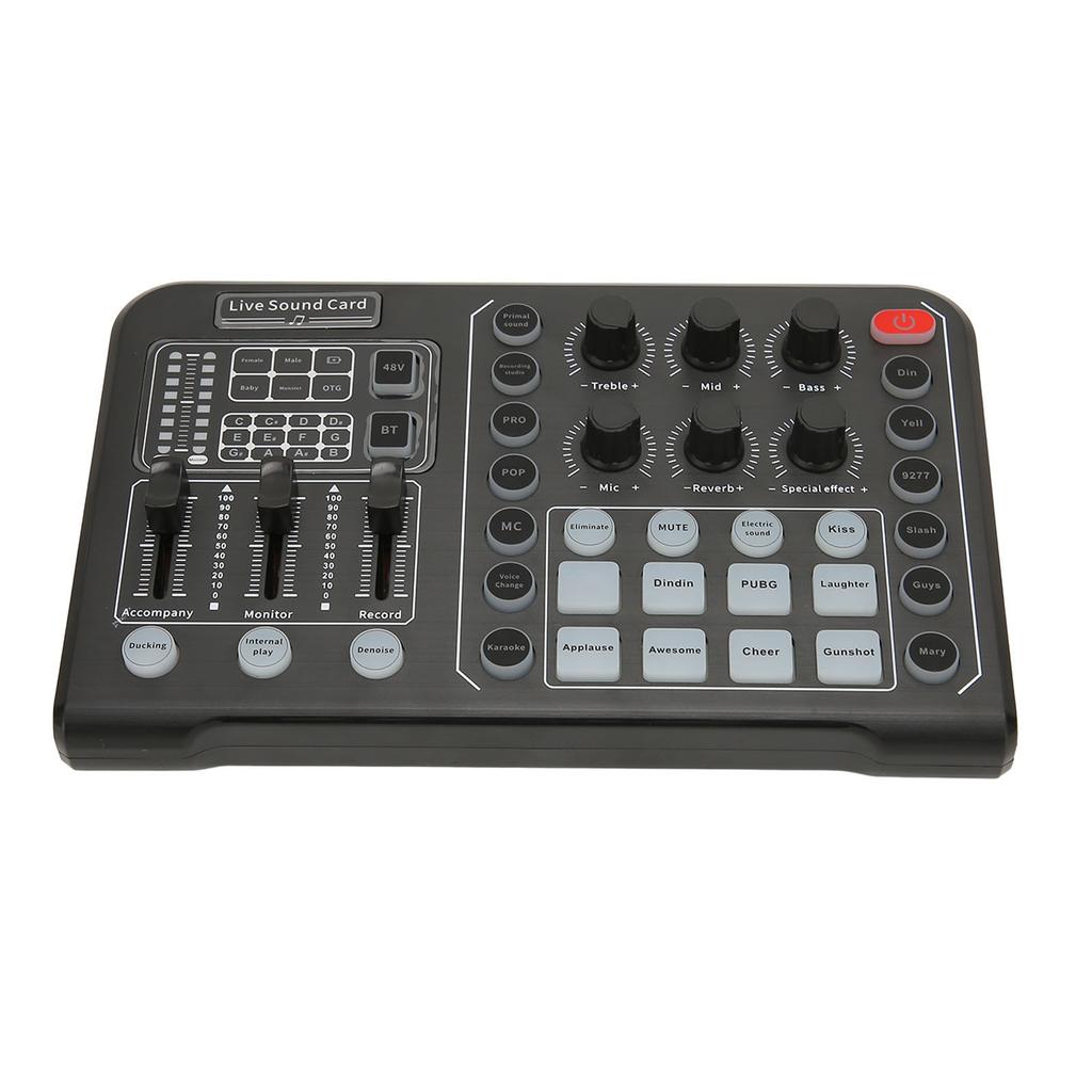 Live Sound Card Noise Reduction Plug and Play Voice Changer Sound Mixer Board for Karaoke Live Recor
