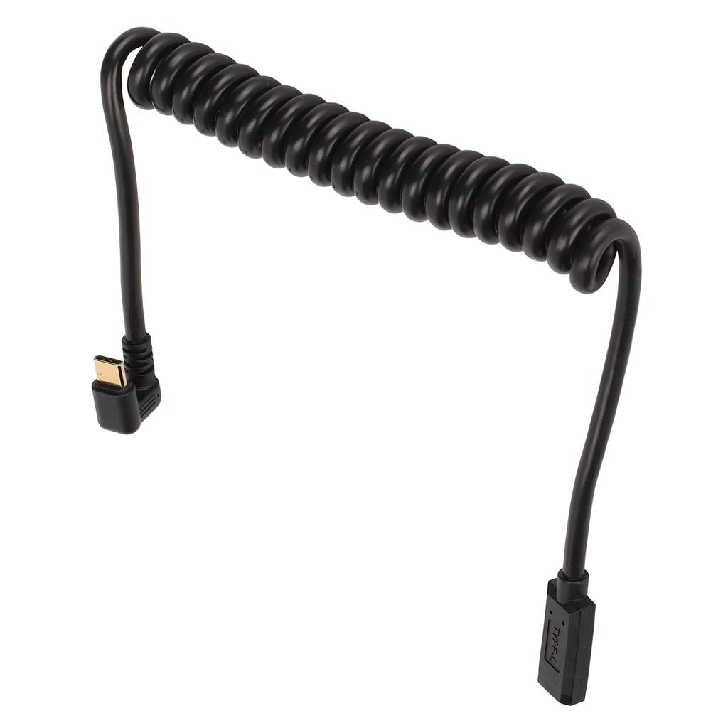 Type C Charging Data Cable Male to Female 4K 60Hz U Shaped Elbow Spring Data Extension Cord for Car Laptop PC