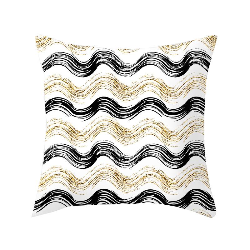 New Simple Geometric Stripes Wavy Golden Peach Leather Velvet Pillowcase Car Sofa Cushion Pillowcase