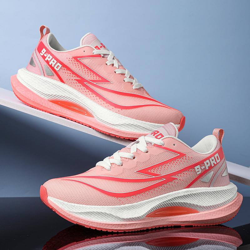 Modische Sportlaufschuhe für Herren und Damen, lässig, atmungsaktiv, Mesh-Oberfläche, Carbonplattenunterstützung, verschleißfeste Gummilaufsohle