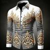 Men's Plus Size Hawaiian Shirt Long Sleeved Button Up Retro Floral 3D Print Gold Exquisite Pattern Fashionable 12 Colors Availab