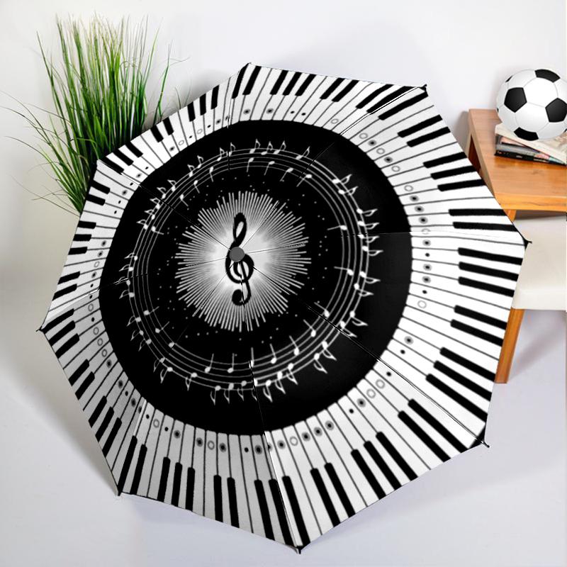 Black White Music Note Umbrella Automatic Open/close, Sturdy Iron Frame & 8-Rib Struct, Umbrella for Women & Men, Christmas Gift