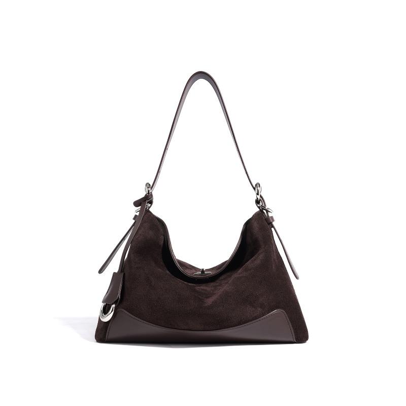 Large Capacity High-end Sense Retro Leather Underarm Shoulder Bag Women's Suede Design Sense Niche Women's Tote Messenger Bag