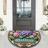 Floral Doormat Absorbent Half Round Floor Mat Non-Slip Door Mat Decorative Entrance Rug for Living Room Bathroom Kitchen