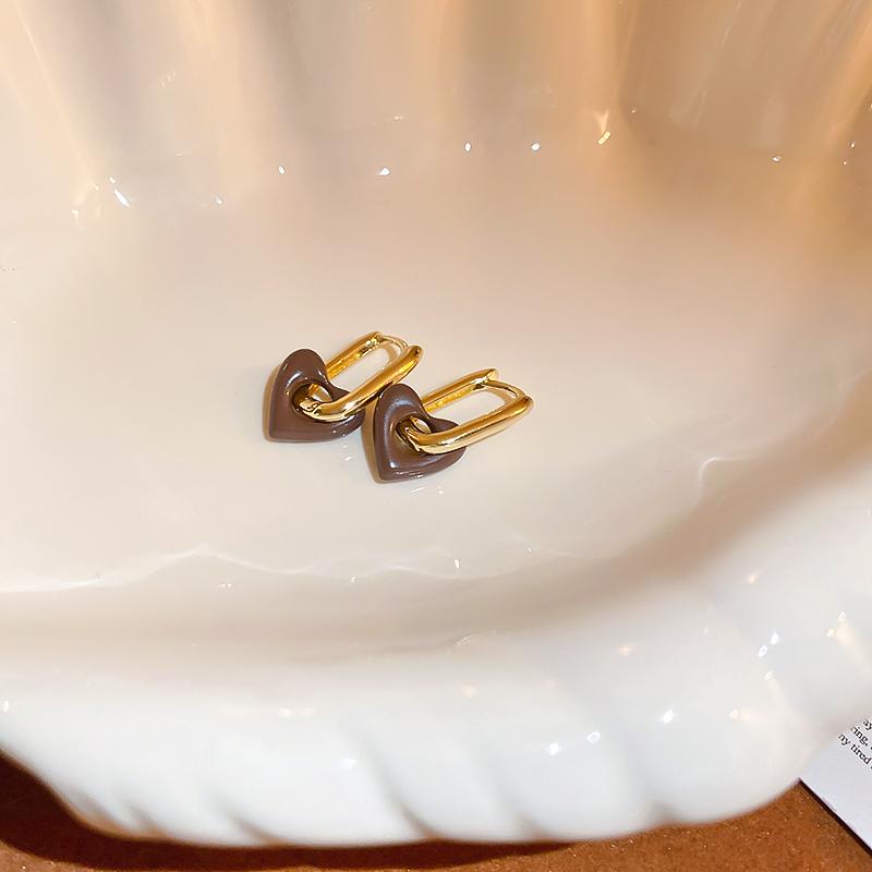 Französische Süße Regenbogen Emaille Metall Herzförmige Hänge Creolen 2024 Neues Design Zirkon für Damenmode Ohrschmuck