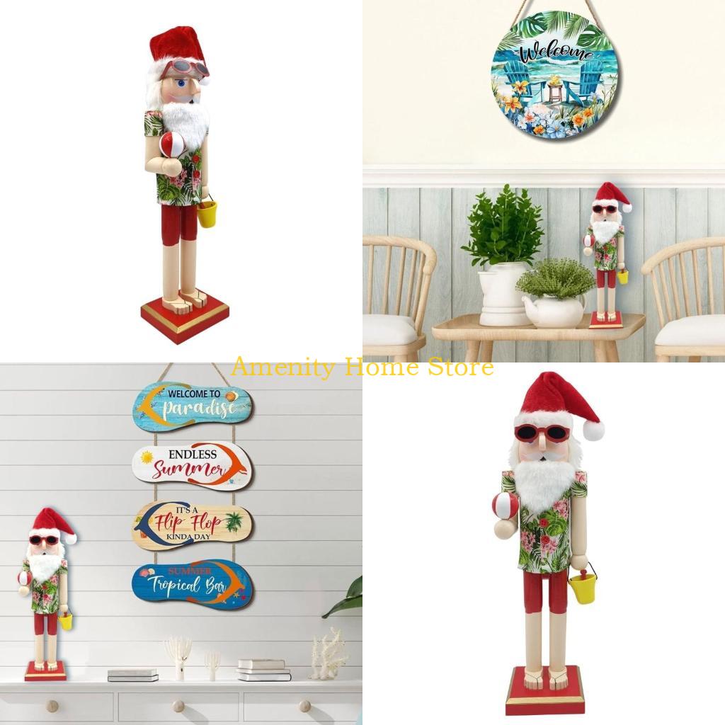 

F26C Nutcrackers Beach Theme Santa Volleyball Sand Bucket Collectibles Holiday Decors Christmas Gift China Mainland