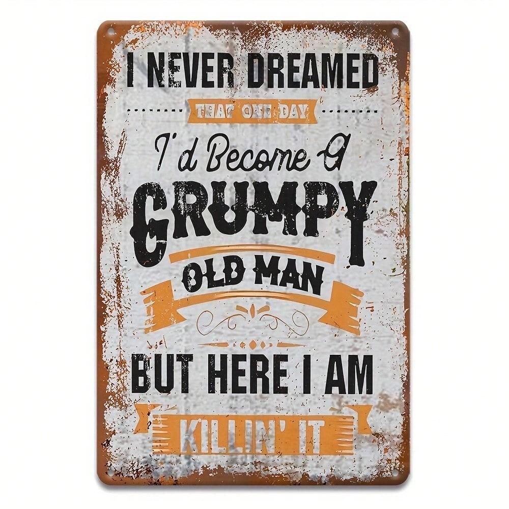 Funny Grumpy Man Vintage Metal Wall Art Decor Home Comedy Fan Gift