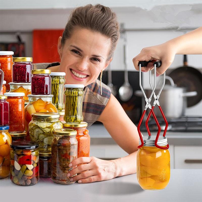 Canning Jar Lifter Tongs Stainless Steel Jar Lifter with Rubber Grips Kitchen Canning Tongs Fits all Canning Jar Sizes JT588