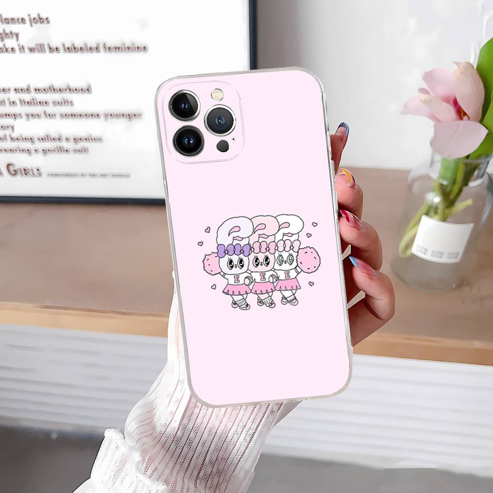 Lovely Cartoon Esthers Bunny For iPhone 11 12 13 14 15 16 17 Pro Max Plus Air Transparent Clear Shockproof Case