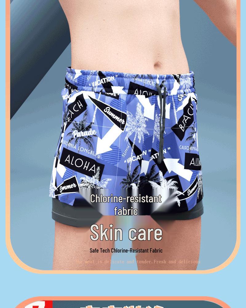 Professionelle Schnelltrocknende Jungen-Badehose: Doppellagiges Anti-Peinlichkeits-Set für mittlere und große Kinder