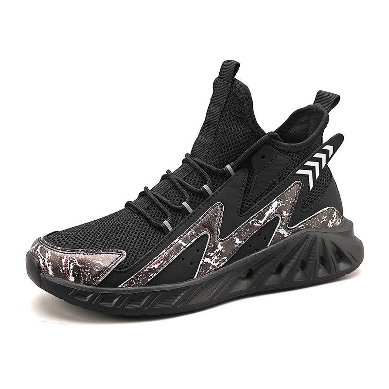 

Большие размеры модные высокие кроссовки мужские новые легкие дышащие модные кроссовки 46 чёрный