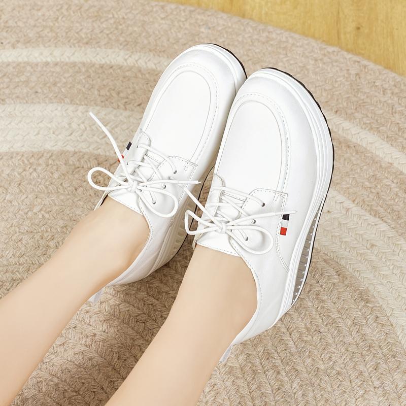Fashion Fashion Round Head Comfortable Breathable Women's Walking Shoes Spring and Autumn New Lace-up Non-slip Casual Sports Shoes