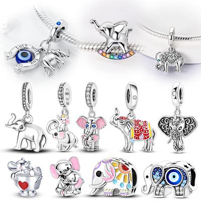 Bunte Kupfer-Charm-Perlen der Elefanten-Serie, passend für Halsketten, Armbänder und DIY-Schmuckgeschenke