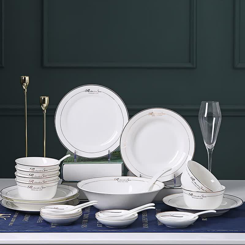 Nuogu Jingdezhen European Gold-Painted Ceramic Dinnerware Set