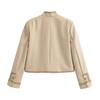 Womens Winter Wool-Blend Tailored Blazer With Mandarin Collar Button Detail Urban Chic Office Wear