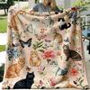 Cat, Floral, and Butterfly Art Pattern Decorative Throw Blanket for Sofa, Bed, Living Room, and Home Space Styling