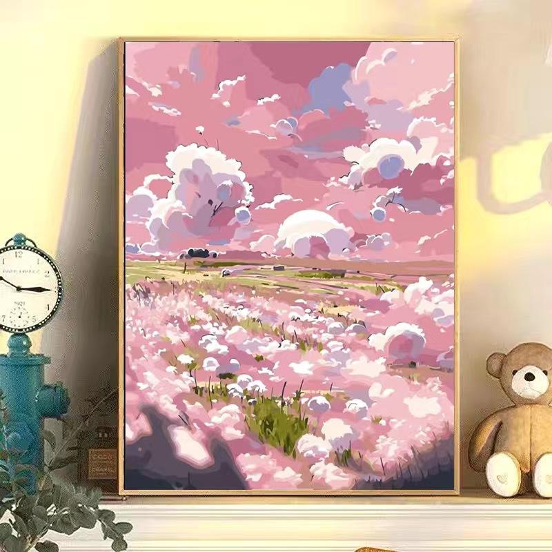 Diy Digital Oil Painting Flower Landscape Filling Coloring Oil Painting Stall Toy Painting