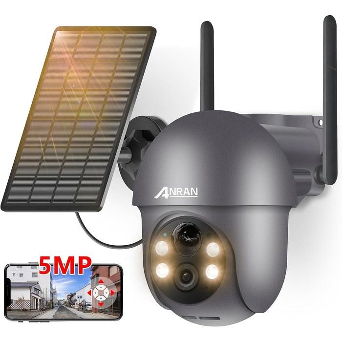 ANRAN Surveillance Camera Outdoor Solar, Wireless, 5MP, 4-Light Color Night Vision, IP65 Waterproof