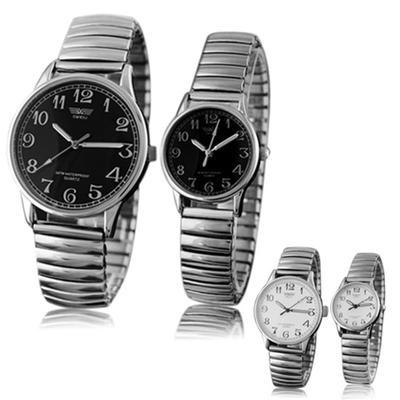 Men's Women's Couple Lover Elastic Alloy Quartz Analog Wrist Watch Fashion Gift