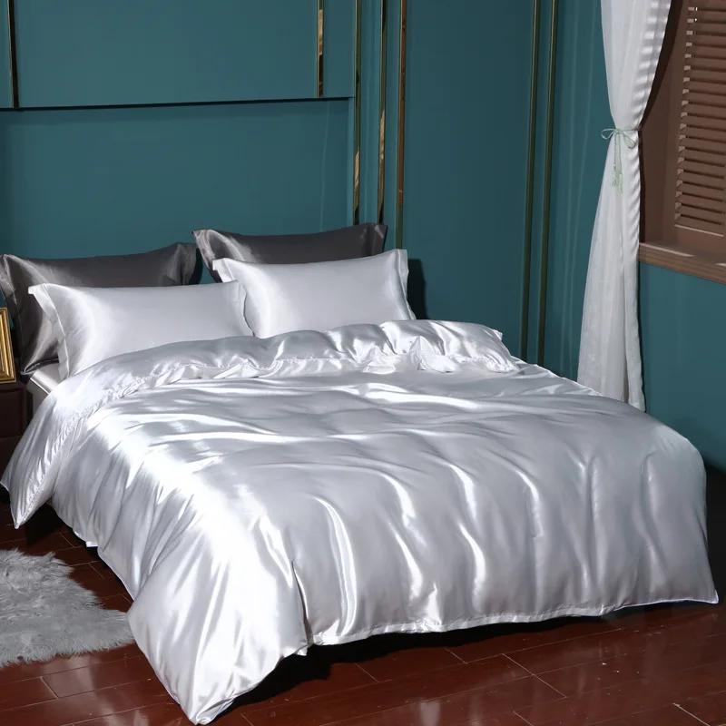 Pure Mulberry Silk Bedding Sets 4pcs King Queen Size Bedding Kit Bed Cover Bed Linen Sets Pillowcase Cool Bed Sets 1.5m 4pcs 2x2.3&set