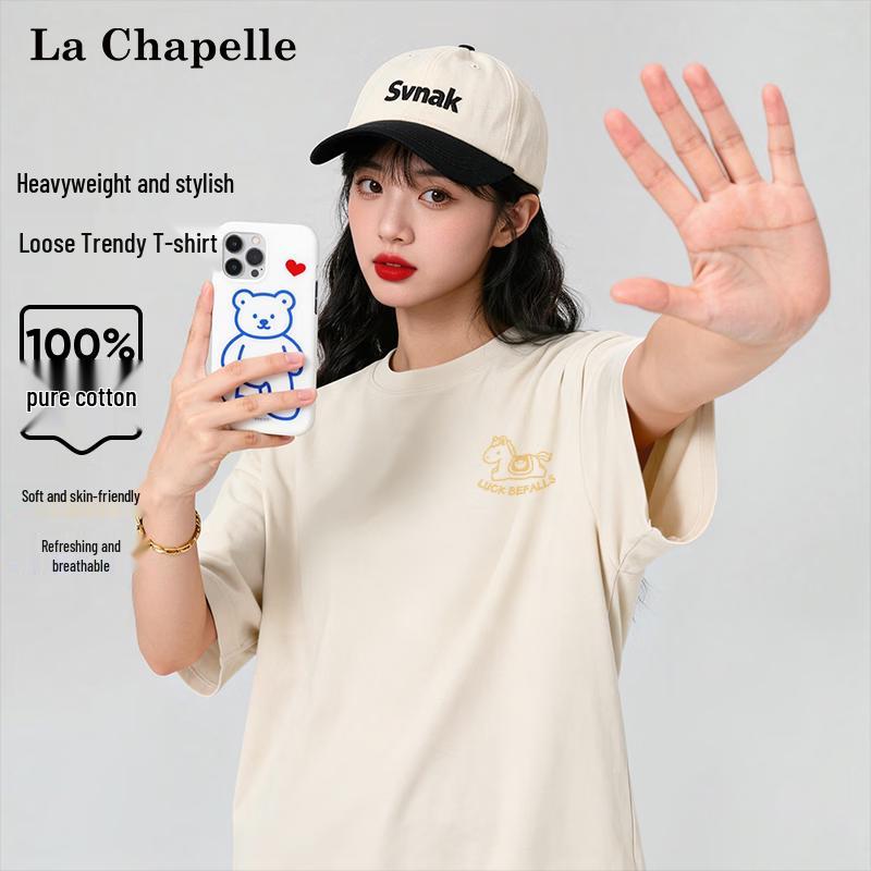 La Chapelle Women s Lucky Wooden Horse Print Cotton T-Shirt S