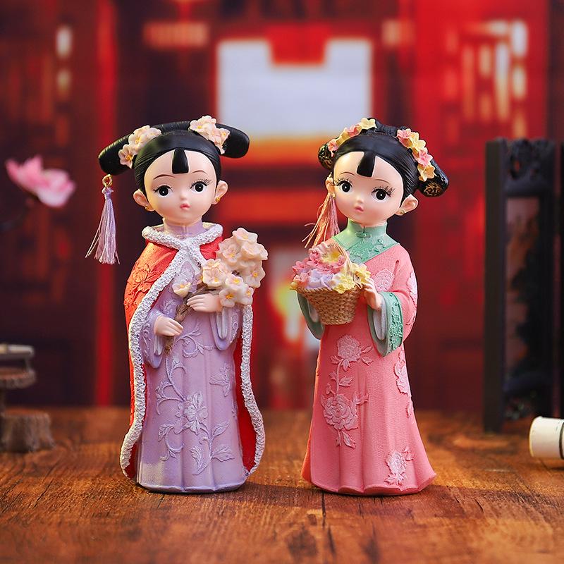 Hand-Painted Chinese Style Flower Princess Figurine - Classical Cultural Creative Gift