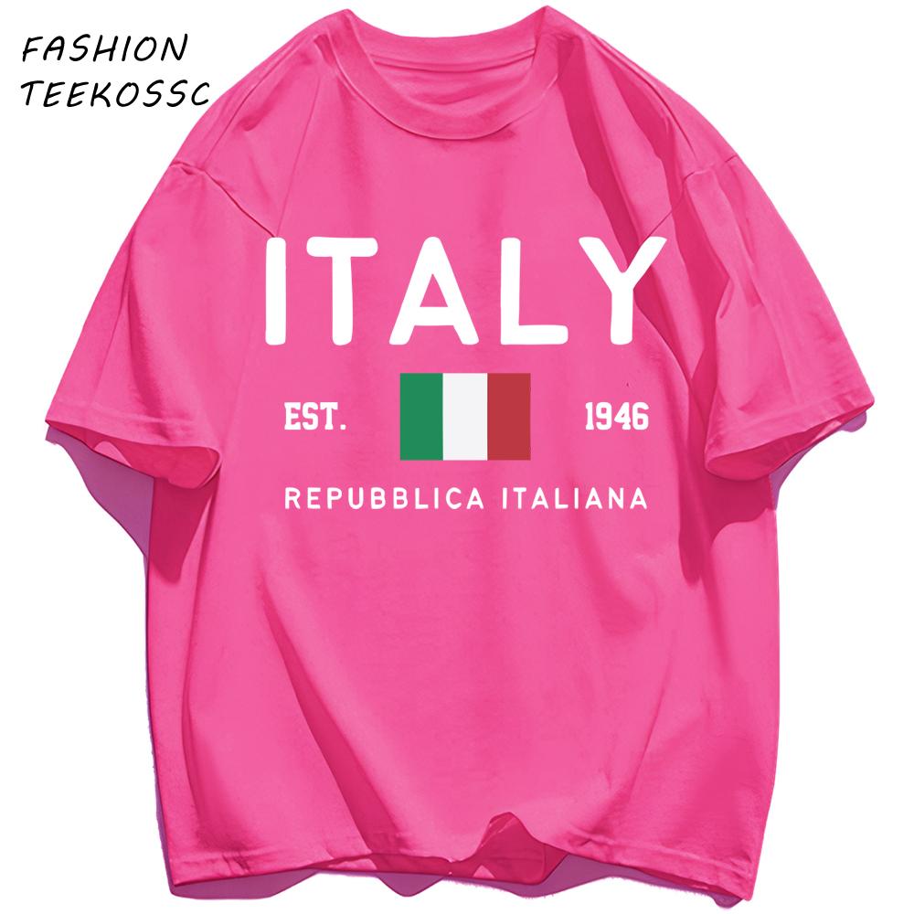 Italy Repubblica Italiana Printed Men T Shirts AllMatch Cotton TShirt Casual Crewneck Loose Streetwear Man Summer Basics Top